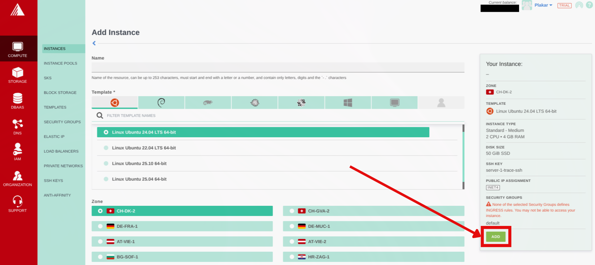 Provision compute instance